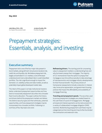 Prepayment strategies: Essentials, analysis, and investing