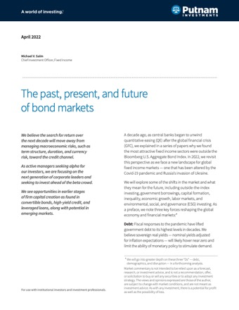 The past, present, and future of bond markets