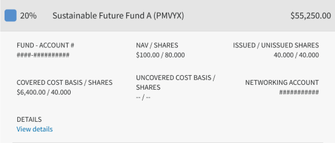 Zoomed-in expanded fund details information